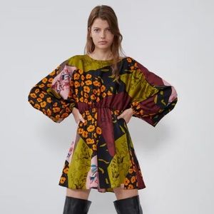 Zara silky patchwork dress
